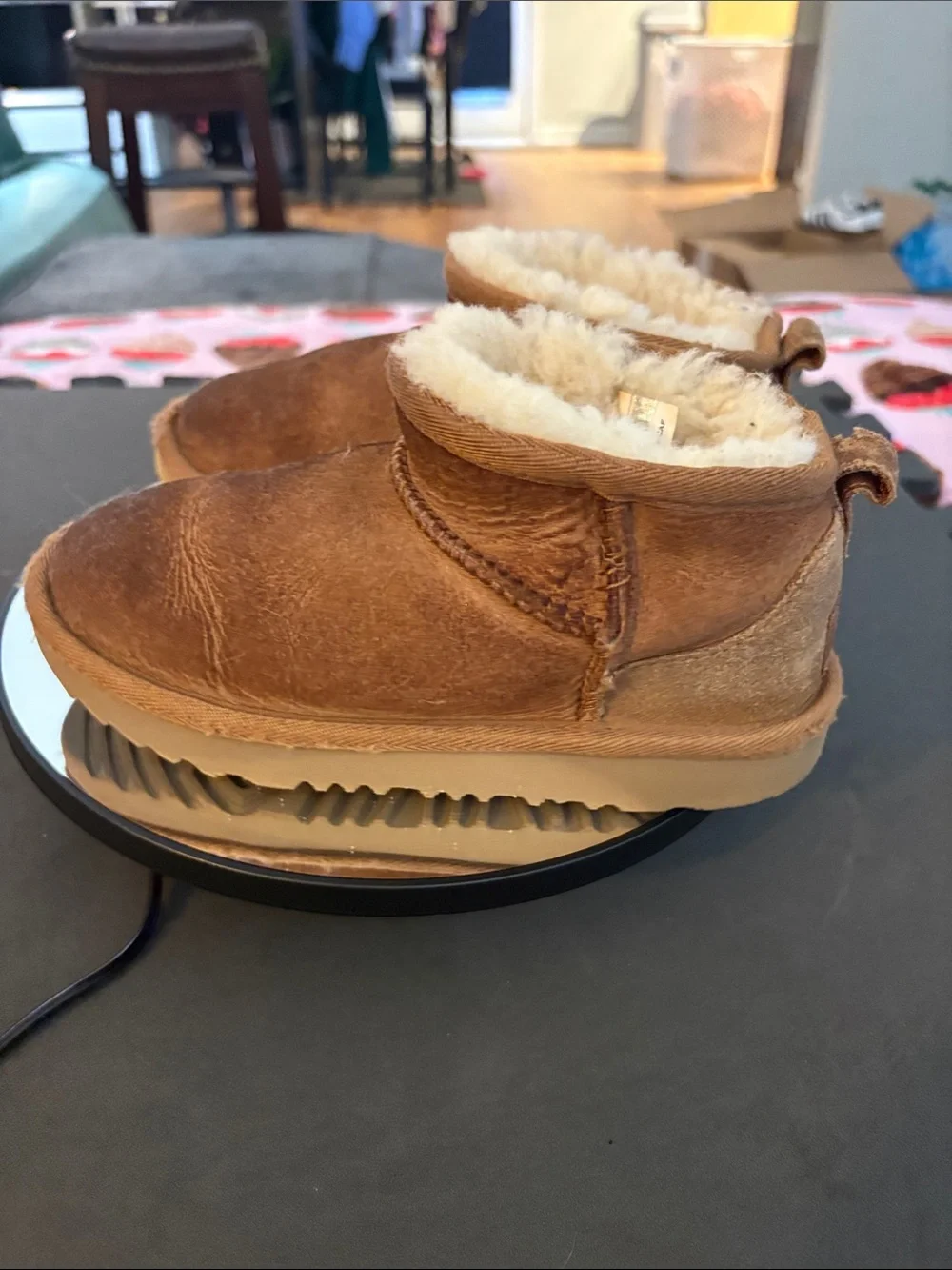 UGG Kids Chestnut Suede Shearling Booties